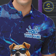 Load image into Gallery viewer, Personalized Blue Funny Bulldog Bowling Shirt For Men Custom Bowling Team Jersey Polo &amp; 1/4 Zip TDM6480