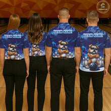 Load image into Gallery viewer, Personalized Blue Funny Bulldog Bowling Shirt For Women Custom Bowling Team Jersey Polo &amp; 1/4 Zip TDM6480