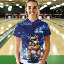 Load image into Gallery viewer, Personalized Blue Funny Bulldog Bowling Shirt For Women Custom Bowling Team Jersey Polo &amp; 1/4 Zip TDM6480