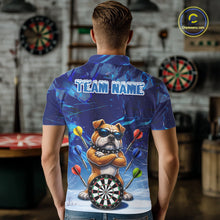 Load image into Gallery viewer, Personalized Blue Funny Bulldog Darts Shirt For Men Custom Darts Jersey Team Polo &amp; 1/4 Zip TDM6481