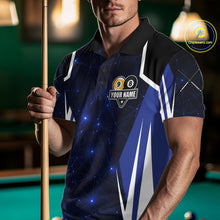 Load image into Gallery viewer, Blue 8 Ball &amp; 9 Ball Pool Billiard Shirt For Men Custom Geometric Billiard Jersey Polo &amp; 1/4 Zip TDM6482