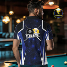 Load image into Gallery viewer, Blue 8 Ball &amp; 9 Ball Pool Billiard Shirt For Men Custom Geometric Billiard Jersey Polo &amp; 1/4 Zip TDM6482