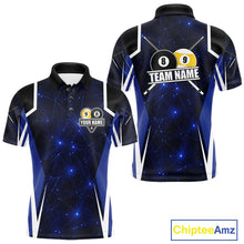 Load image into Gallery viewer, Blue 8 Ball &amp; 9 Ball Pool Billiard Shirt For Men Custom Geometric Billiard Jersey Polo &amp; 1/4 Zip TDM6482