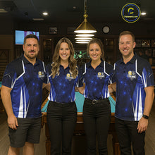 Load image into Gallery viewer, Blue 8 Ball &amp; 9 Ball Pool Billiard Shirt For Men Custom Geometric Billiard Jersey Polo &amp; 1/4 Zip TDM6482