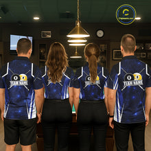 Load image into Gallery viewer, Blue 8 Ball &amp; 9 Ball Pool Billiard Shirt For Men Custom Geometric Billiard Jersey Polo &amp; 1/4 Zip TDM6482