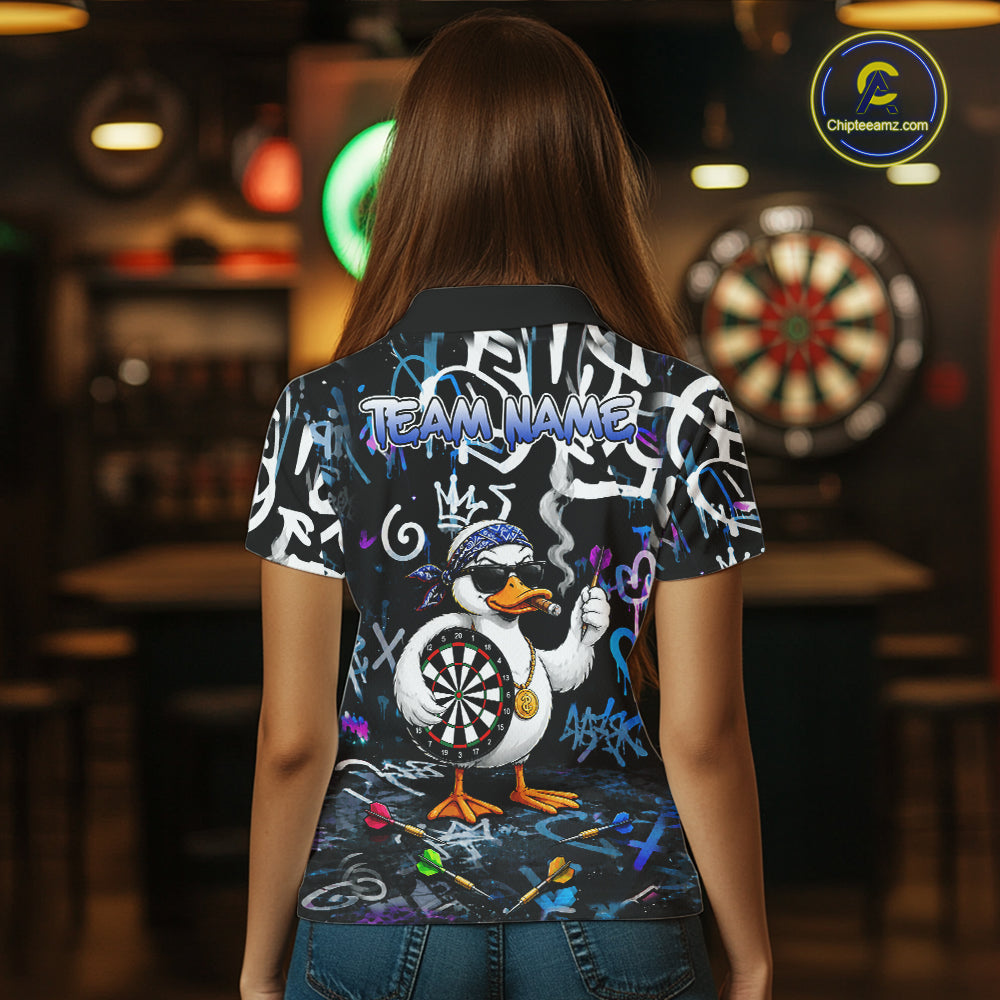 Colorful Graffiti Funny Duck Darts Shirt For Women Custom Darts Team Jersey, Personalized Darts Gift TDM7209