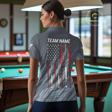 Load image into Gallery viewer, Personalized Billiard US Flag 8 Ball Pool Shirt For Women, Billiard Team Jersey Polo &amp; 1/4 Zip TDM4989