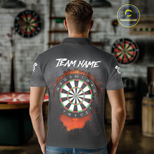 Load image into Gallery viewer, Personalized Grunge Dragon Mens Dart Shirts Custom Black Grey Dart Jerseys Team Polo &amp; 1/4 Zip TDM5180