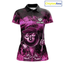 Load image into Gallery viewer, Pink Funny 8 Ball Pool Flame Smoke Billiard Shirt For Women Custom Billiard Team Jersey Uniform TDM5693