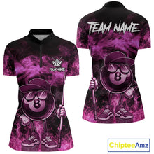 Load image into Gallery viewer, Pink Funny 8 Ball Pool Flame Smoke Billiard Shirt For Women Custom Billiard Team Jersey Uniform TDM5693