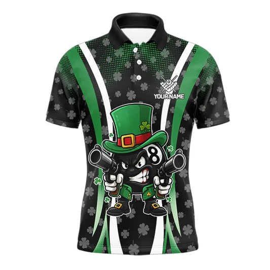 Custom St Patrick Day 8 Ball Pool Billiard Shirt For Men, Luckiest Shamrock Billiard Team Jersey TDM5698