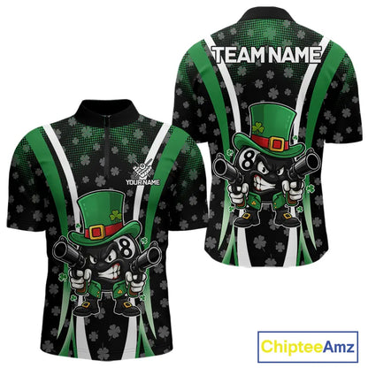 Custom St Patrick Day 8 Ball Pool Billiard Shirt For Men, Luckiest Shamrock Billiard Team Jersey TDM5698
