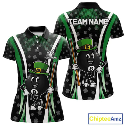 Funny 8 Ball Pool St Patrick Day Billiard Shirt For Women Custom Lucky Billiard Team Jersey TDM5699