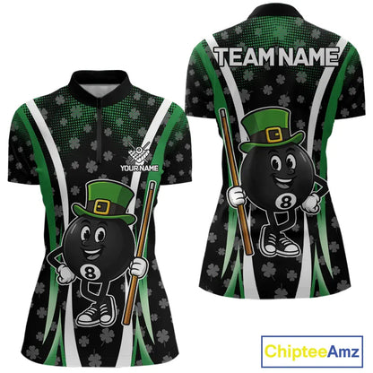 Funny 8 Ball Pool St Patrick Day Billiard Shirt For Women Custom Lucky Billiard Team Jersey TDM5699
