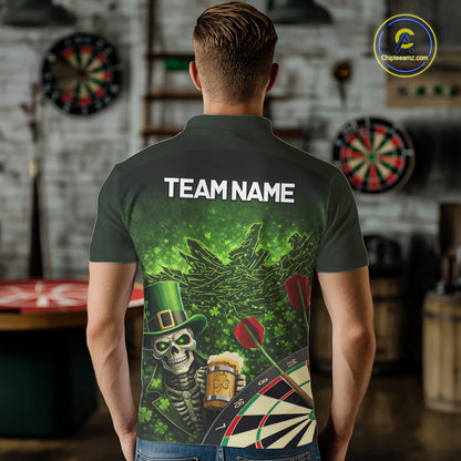 St Patrick Day Skull Darts Shirt Pocket Option For Men Custom Darts Jersey TDM5700