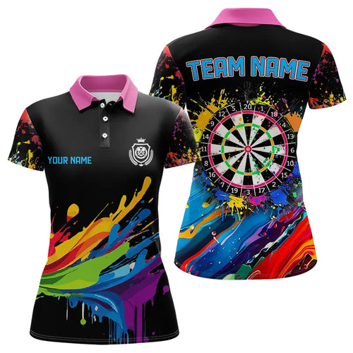 Funny Colorful Paint Splash Dart Shirts For Women Custom Dart Team Jerseys TDM3544