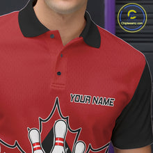 Load image into Gallery viewer, Close Up Of Canada Bowling Polo Shirt Collar Chest And Button Details
