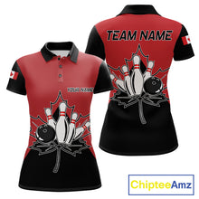 Load image into Gallery viewer, Canada Bowling Custom Polo Shirt For Women Personalized Bowling League Team Jersey