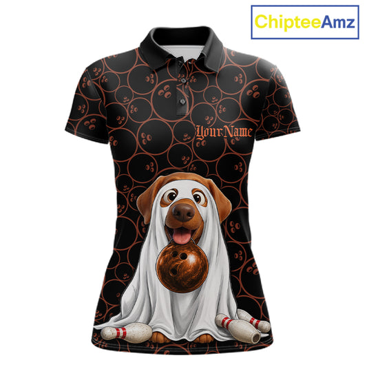 Personalized Ghostly Funny Dog Bowling Shirt For Women Custom Halloween Pumpkin Bowling Team Jersey TDM7211