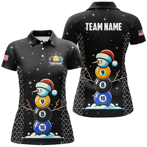 Custom Galaxy Christmas Billiard 8 Ball 9 Ball & 10 Ball Shirts For Women Funny Xmas Billiard Jerseys TDM2964