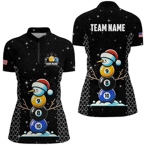 Custom Galaxy Christmas Billiard 8 Ball 9 Ball & 10 Ball Shirts For Women Funny Xmas Billiard Jerseys TDM2964