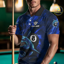 Load image into Gallery viewer, Personalized Blue 8 Ball Shark Billiard Shirt For Men Custom Billiard Team Jersey Polo &amp; 1/4 Zip TDM5192