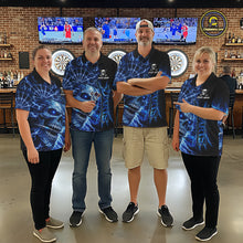 Load image into Gallery viewer, Blue Darts Skull Polo &amp; Quarter Zip Shirt For Women Custom Thunder Lighting Darts Team Jersey TDM6061