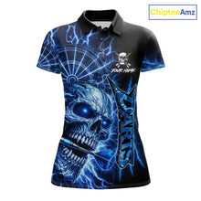 Load image into Gallery viewer, Blue Darts Skull Polo &amp; Quarter Zip Shirt For Women Custom Thunder Lighting Darts Team Jersey TDM6061