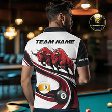 Load image into Gallery viewer, Custom Red 8 Ball &amp; 9 Ball Pool Bull Billiard Shirt For Men, Billiard Team Jersey Polo &amp; 1/4 Zip TDM6493