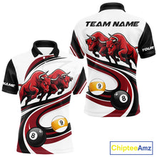 Load image into Gallery viewer, Custom Red 8 Ball &amp; 9 Ball Pool Bull Billiard Shirt For Men, Billiard Team Jersey Polo &amp; 1/4 Zip TDM6493