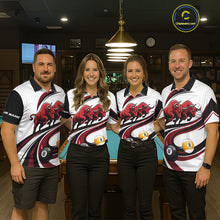 Load image into Gallery viewer, Custom Red 8 Ball &amp; 9 Ball Pool Bull Billiard Shirt For Men, Billiard Team Jersey Polo &amp; 1/4 Zip TDM6493