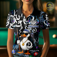 Load image into Gallery viewer, Colorful Graffiti Funny Duck 8 Ball Billiard Shirt For Women Custom Pool Team Jersey Polo &amp; 1/4 Zip TDM6497