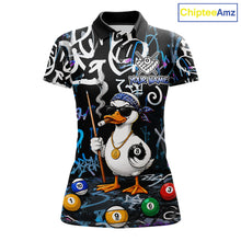 Load image into Gallery viewer, Colorful Graffiti Funny Duck 8 Ball Billiard Shirt For Women Custom Pool Team Jersey Polo &amp; 1/4 Zip TDM6497