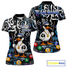 Load image into Gallery viewer, Colorful Graffiti Funny Duck 8 Ball Billiard Shirt For Women Custom Pool Team Jersey Polo &amp; 1/4 Zip TDM6497