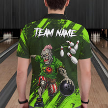 Load image into Gallery viewer, Custom Green Funny Zombie Bowling Shirt For Men, Bowling Team League Jersey Polo &amp; Quarter Zip TDM6498