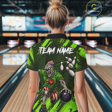 Load image into Gallery viewer, Custom Green Funny Zombie Bowling Shirt For Women, Bowling Team League Jersey Polo &amp; Quarter Zip TDM6498
