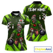 Load image into Gallery viewer, Custom Green Funny Zombie Bowling Shirt For Women, Bowling Team League Jersey Polo &amp; Quarter Zip TDM6498