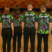 Load image into Gallery viewer, Custom Green Funny Zombie Bowling Shirt For Men, Bowling Team League Jersey Polo &amp; Quarter Zip TDM6498