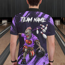 Load image into Gallery viewer, Custom Purple Funny Zombie Bowling Shirt For Men, Bowling Team League Jersey Polo &amp; Quarter Zip TDM6499