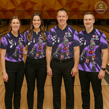 Load image into Gallery viewer, Custom Purple Funny Zombie Bowling Shirt For Men, Bowling Team League Jersey Polo &amp; Quarter Zip TDM6499