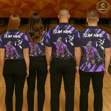 Load image into Gallery viewer, Custom Purple Funny Zombie Bowling Shirt For Men, Bowling Team League Jersey Polo &amp; Quarter Zip TDM6499