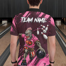 Load image into Gallery viewer, Custom Pink Funny Zombie Bowling Shirt For Men, Bowling Team League Jersey Polo &amp; Quarter Zip TDM6500