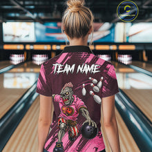 Load image into Gallery viewer, Custom Pink Funny Zombie Bowling Shirt For Women, Bowling Team League Jersey Polo &amp; Quarter Zip TDM6500