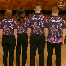 Load image into Gallery viewer, Custom Pink Funny Zombie Bowling Shirt For Women, Bowling Team League Jersey Polo &amp; Quarter Zip TDM6500