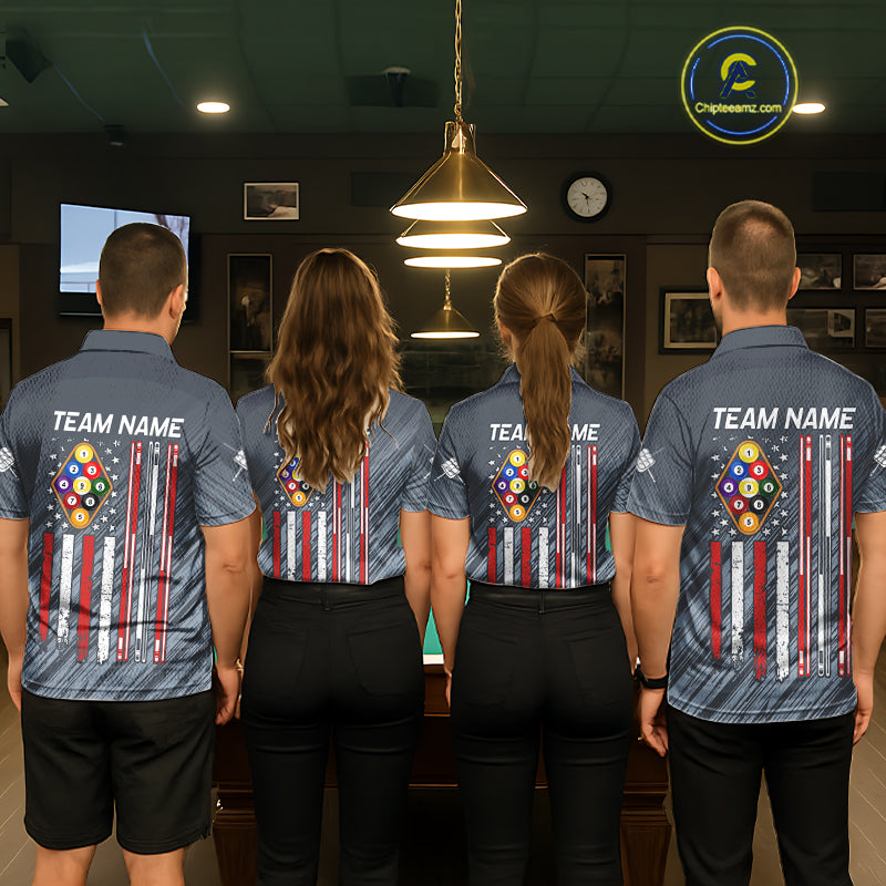 Personalized Billiard American Flag 9 Ball Pool Shirt For Women, Patriotic Billiard Team Jersey TDM7228