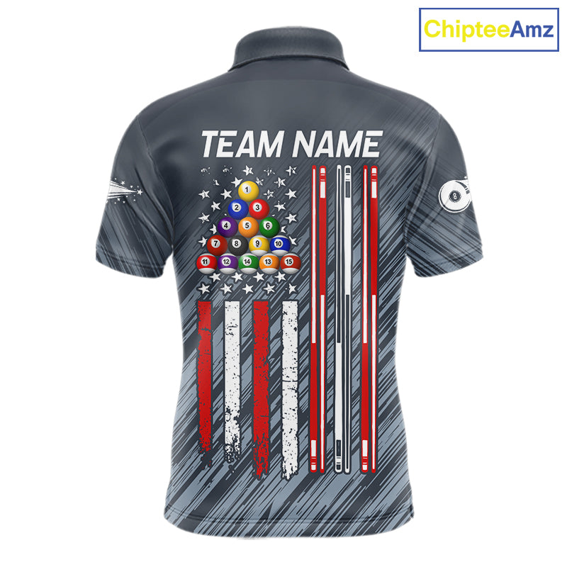 Personalized Billiard American Flag 8 Ball Pool Shirt For Men, Patriotic Billiard Team Jersey TDM7229