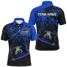 Load image into Gallery viewer, Personalized Blue Billiard Ball 8 Thunder Pool Shirts For Men Custom Billiard Jerseys Short Sleeve TDM2484