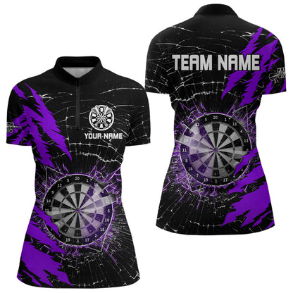 Black And Purple Darts Board Break Glass Custom Dart Shirts For Women, Darts Team Shirts Dart Jerseys TDM3217