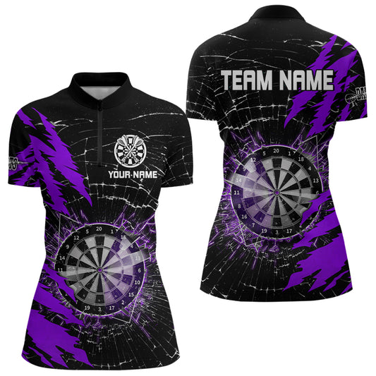 Black And Purple Darts Board Break Glass Custom Dart Shirts For Women, Darts Team Shirts Dart Jerseys TDM3217