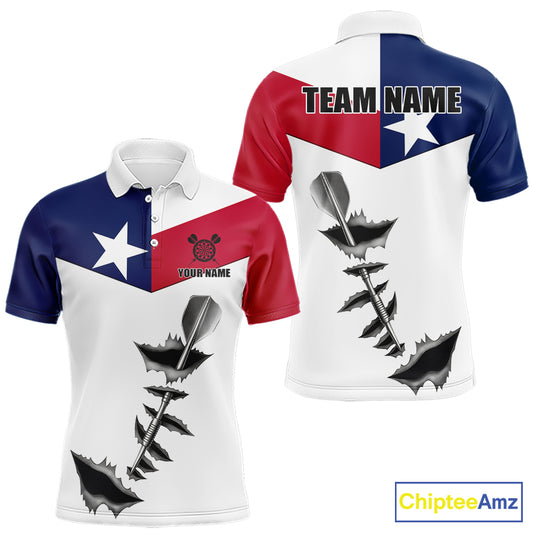 Personalized Texas Flag Steel Tip Dart Polo & 1/4 Zip For Men Custom Texas Darts Team Jersey TDM5451